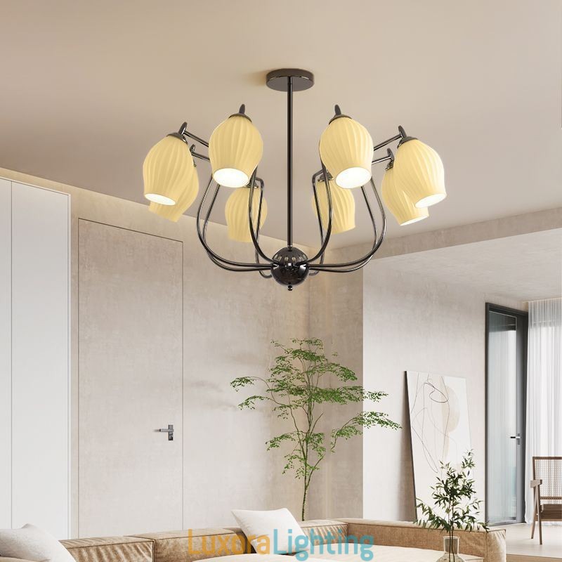 Designer Touch Decorative Nordic Pendant Light Creative Wrought Iron Gun Black Stamen Ceiling Light