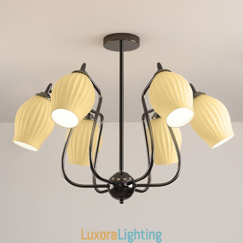 Designer Touch Decorative Nordic Pendant Light Creative Wrought Iron Gun Black Stamen Ceiling Light