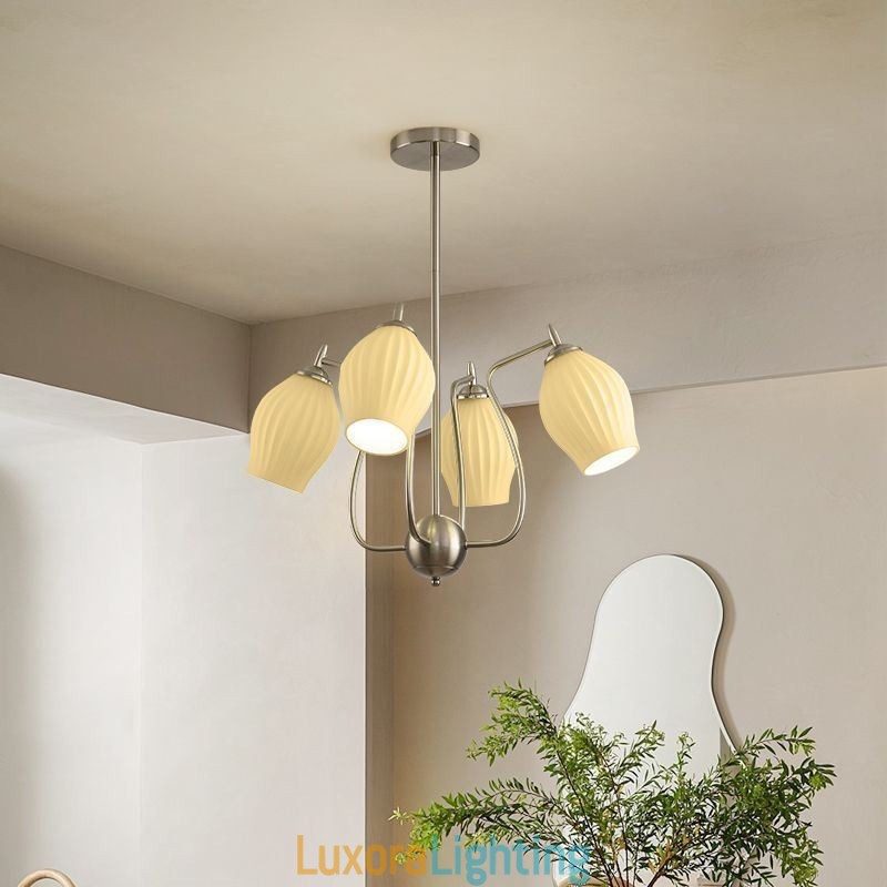 Designer Touch Decorative Nordic Pendant Light Creative Wrought Iron Sand Nickel Flower Stamen Ceiling Light