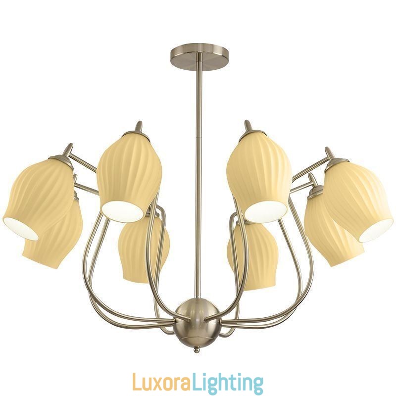 Designer Touch Decorative Nordic Pendant Light Creative Wrought Iron Sand Nickel Flower Stamen Ceiling Light