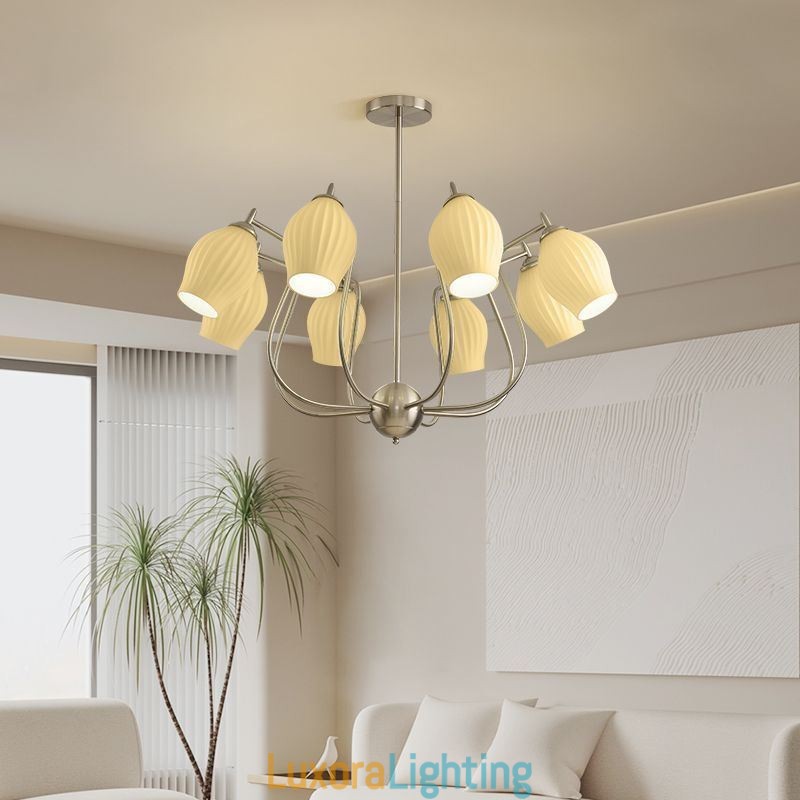 Designer Touch Decorative Nordic Pendant Light Creative Wrought Iron Sand Nickel Flower Stamen Ceiling Light