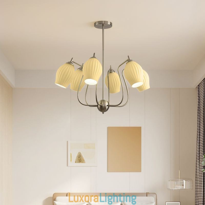 Designer Touch Decorative Nordic Pendant Light Creative Wrought Iron Sand Nickel Flower Stamen Ceiling Light