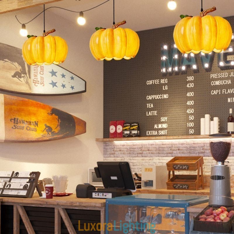 Designer Touch Decorative Japanese Retro Pumpkin Pendant Light Creative Ceiling Lights