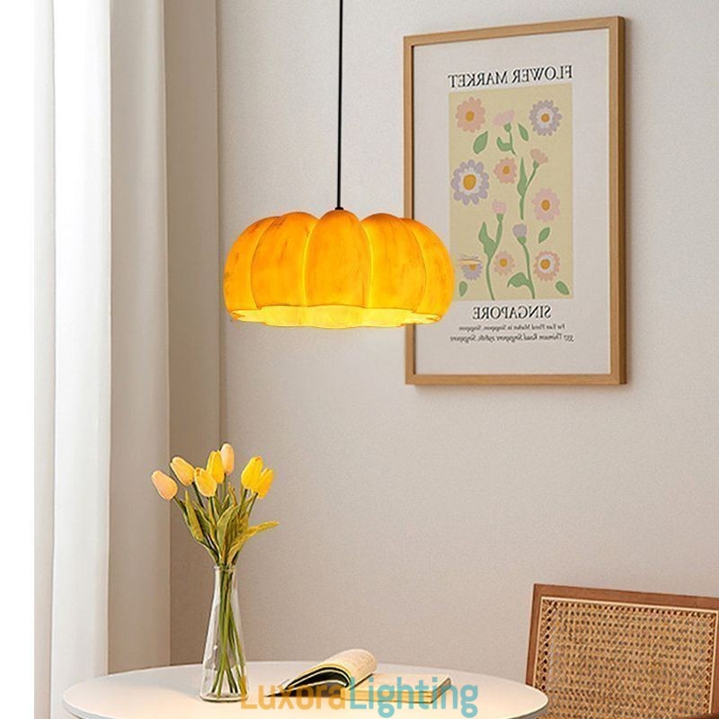 Designer Touch Decorative Single Head Pumpkin Pendant Light Japanese Retro Ceiling Light