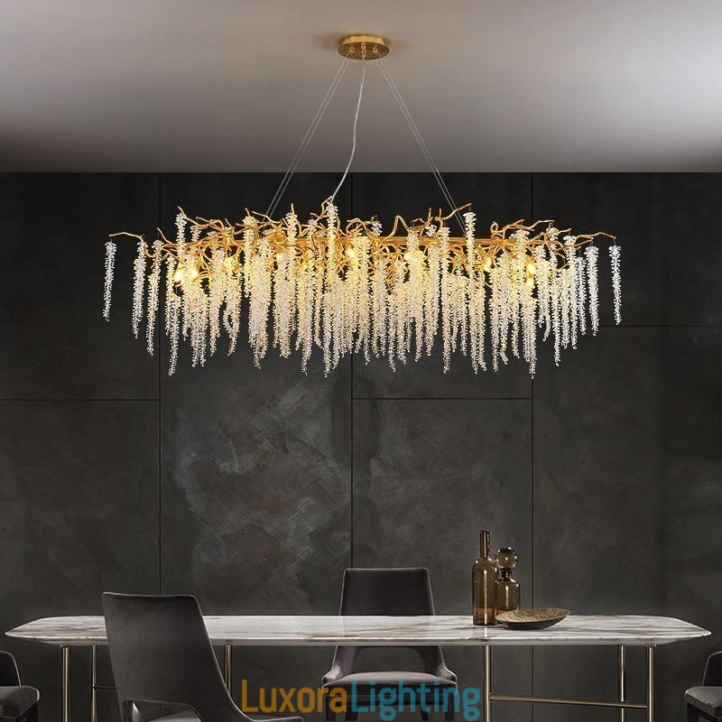 Designer Touch Decorative Nordic Pendant Light Golden Branch G9 Glass Chandelier