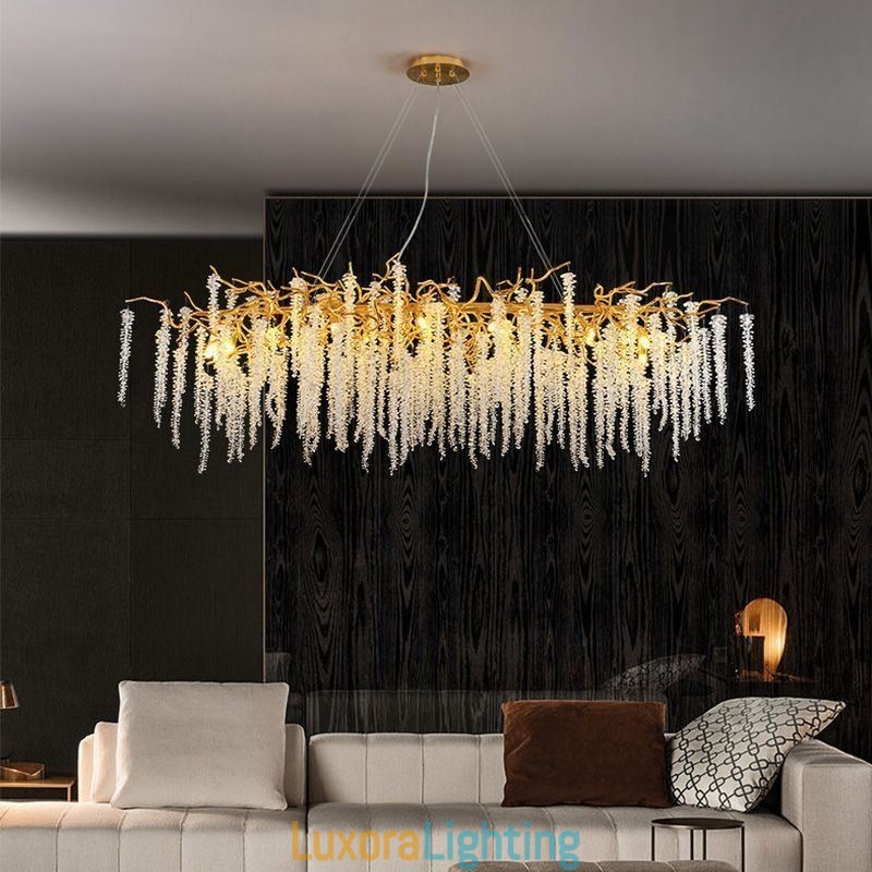Designer Touch Decorative Nordic Pendant Light Golden Branch G9 Glass Chandelier