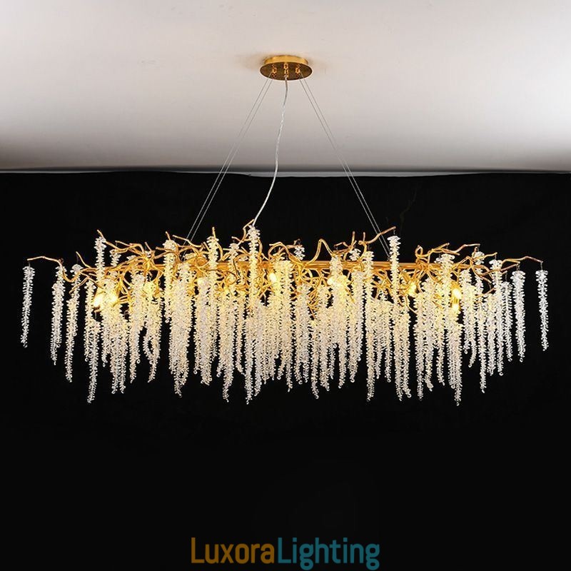 Designer Touch Decorative Nordic Pendant Light Golden Branch G9 Glass Chandelier
