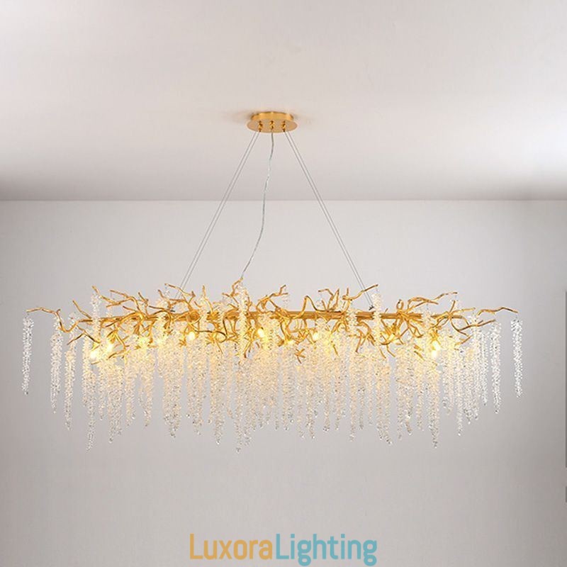 Designer Touch Decorative Nordic Pendant Light Golden Branch G9 Glass Chandelier