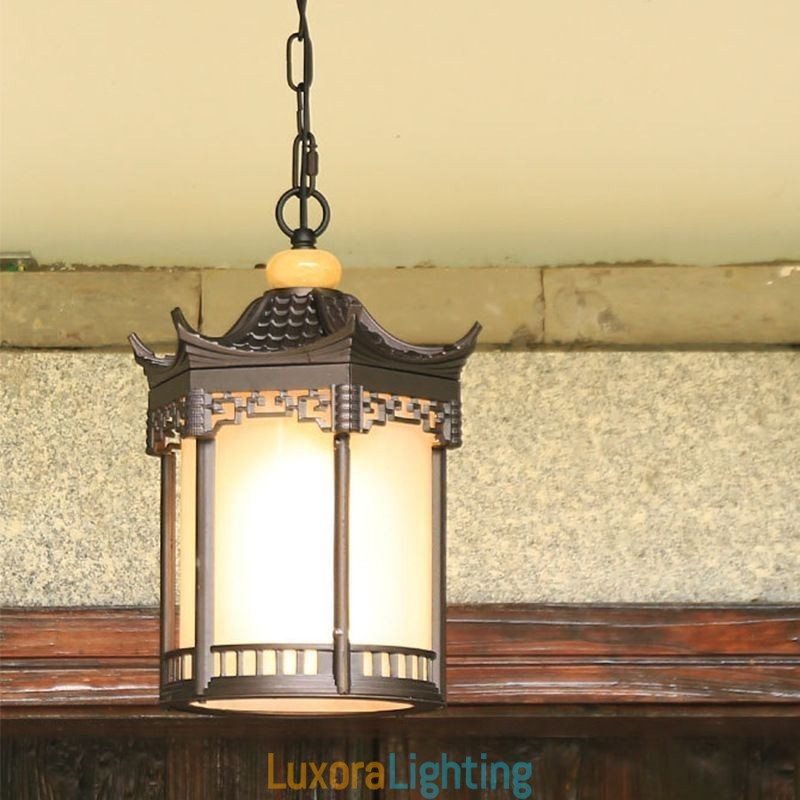 Designer Touch Decorative Chinese Outdoor Light Waterproof Hexagon Gazebo Pendant Light