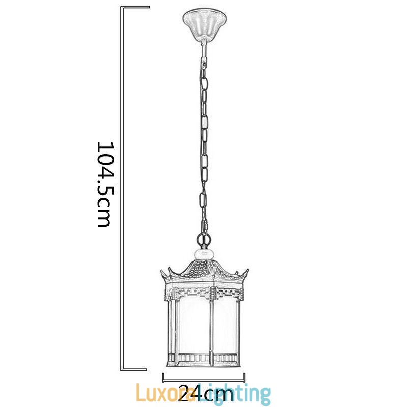 Designer Touch Decorative Chinese Outdoor Light Waterproof Hexagon Gazebo Pendant Light