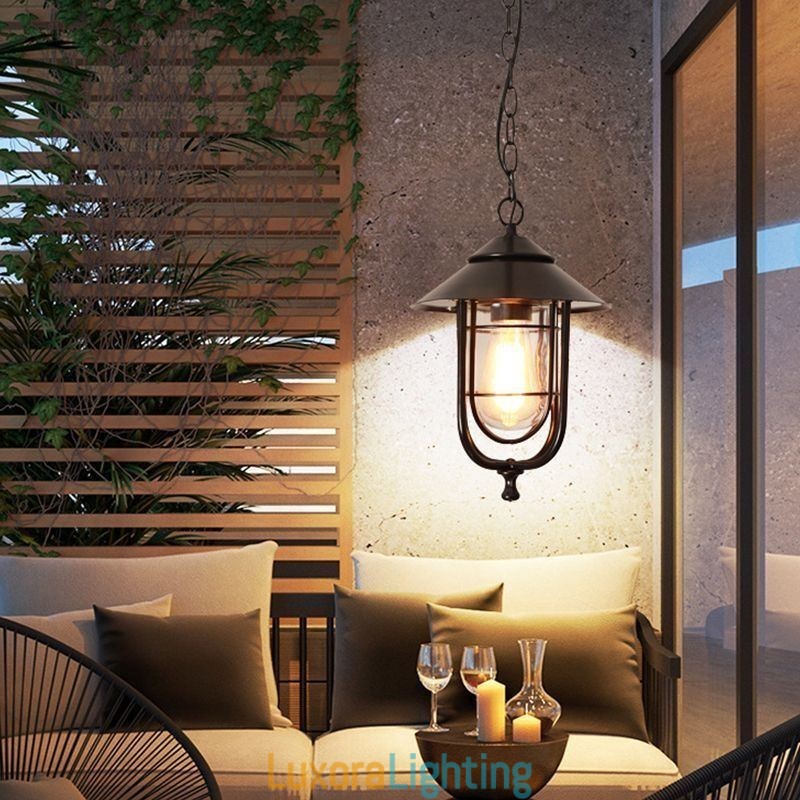 Designer Touch Decorative American Retro Outdoor Light Waterproof Birdcage Shape Pendant Light Garden