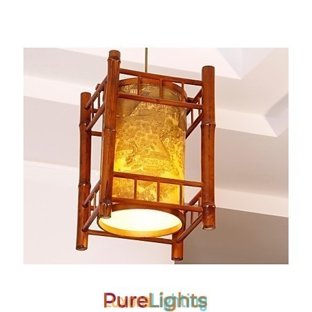 Designer Touch Decorative Retro Lantern Wood Bamboo Chandelier