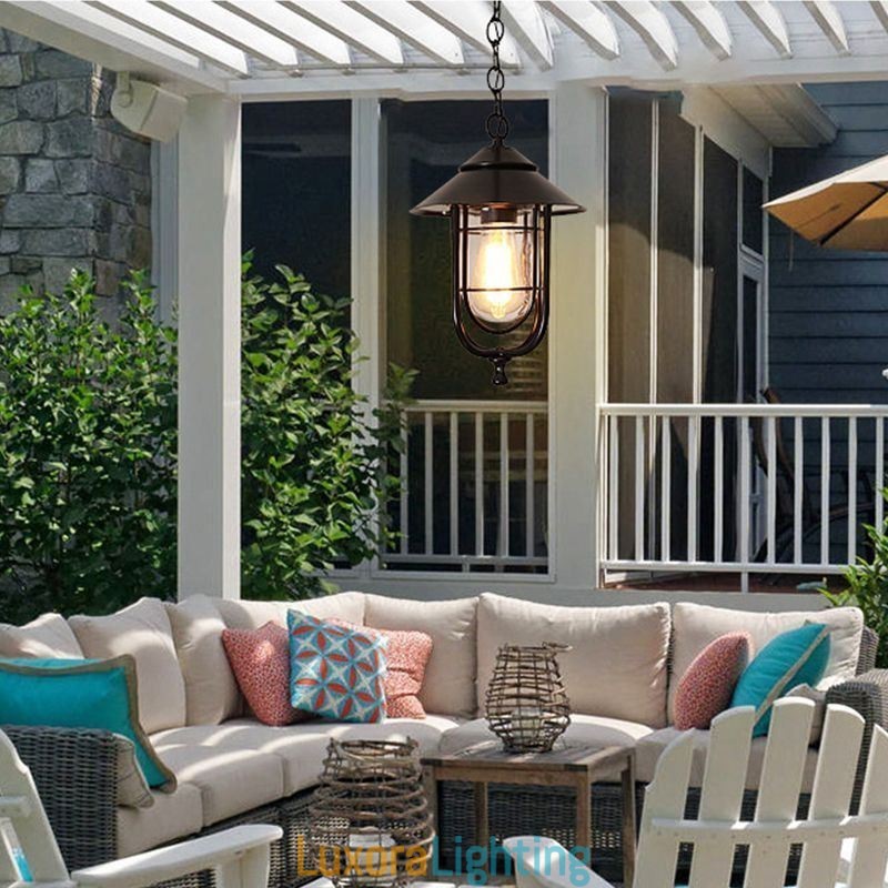 Designer Touch Decorative American Retro Outdoor Light Waterproof Birdcage Shape Pendant Light Garden