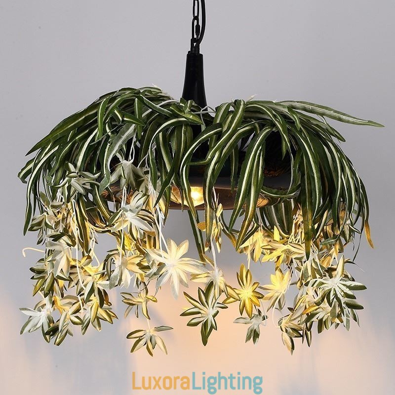 Designer Touch Decorative Home Pendant Lamp Industrial Style Artificial Plant Decorated Chandelier