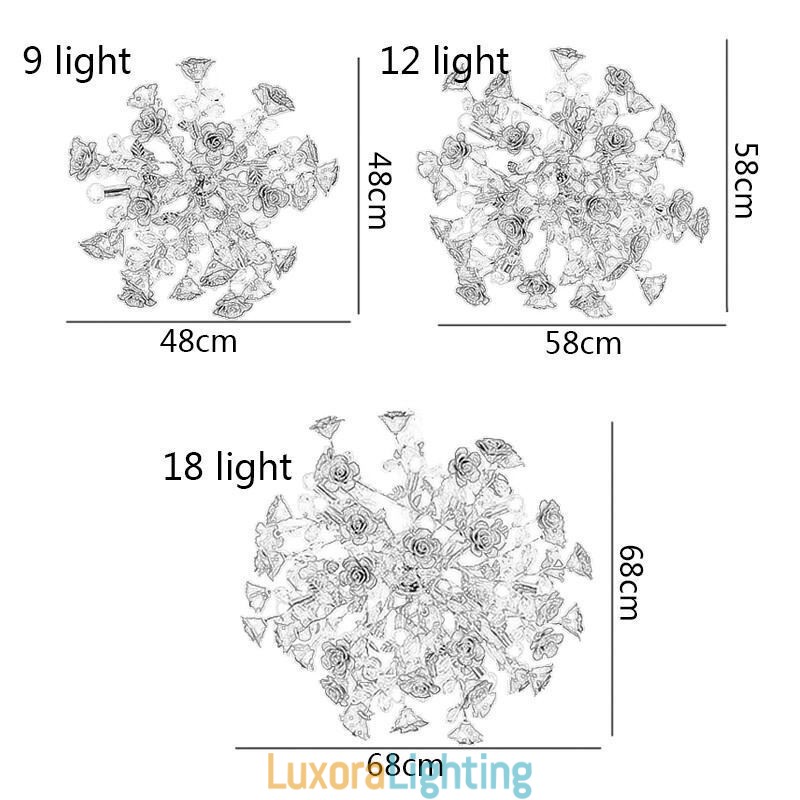 Designer Touch Decorative Luxury Pendant Light Ceramic Red Flower Chandelier