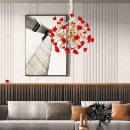 Designer Touch Decorative Luxury Pendant Light Ceramic Red Flower Chandelier