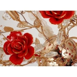 Designer Touch Decorative Luxury Pendant Light Ceramic Red Flower Chandelier