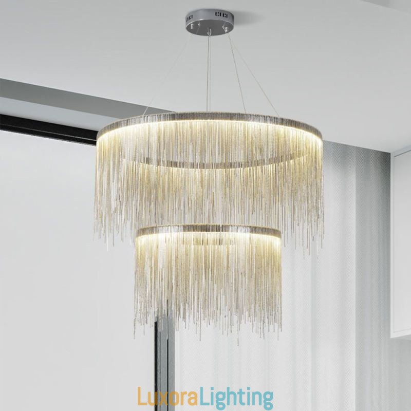 Designer Touch Decorative Luxury Tassel Pendant Light Round Chandelier