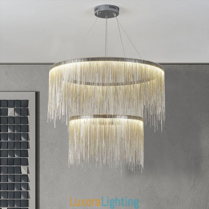 Designer Touch Decorative Luxury Tassel Pendant Light Round Chandelier