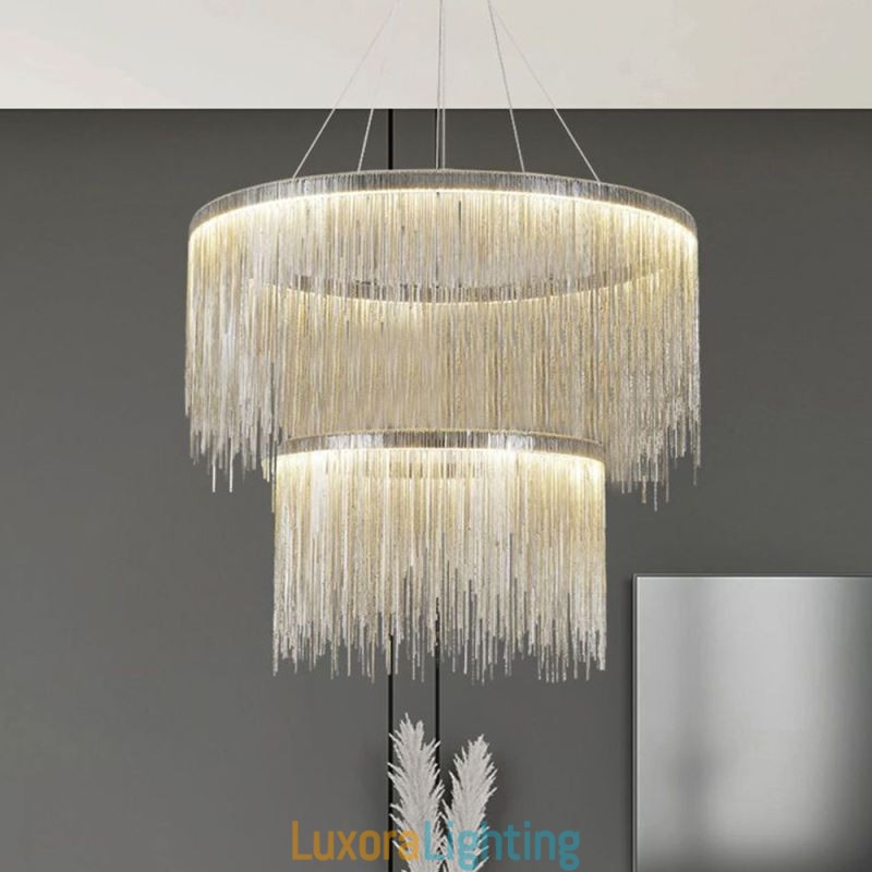 Designer Touch Decorative Luxury Tassel Pendant Light Round Chandelier