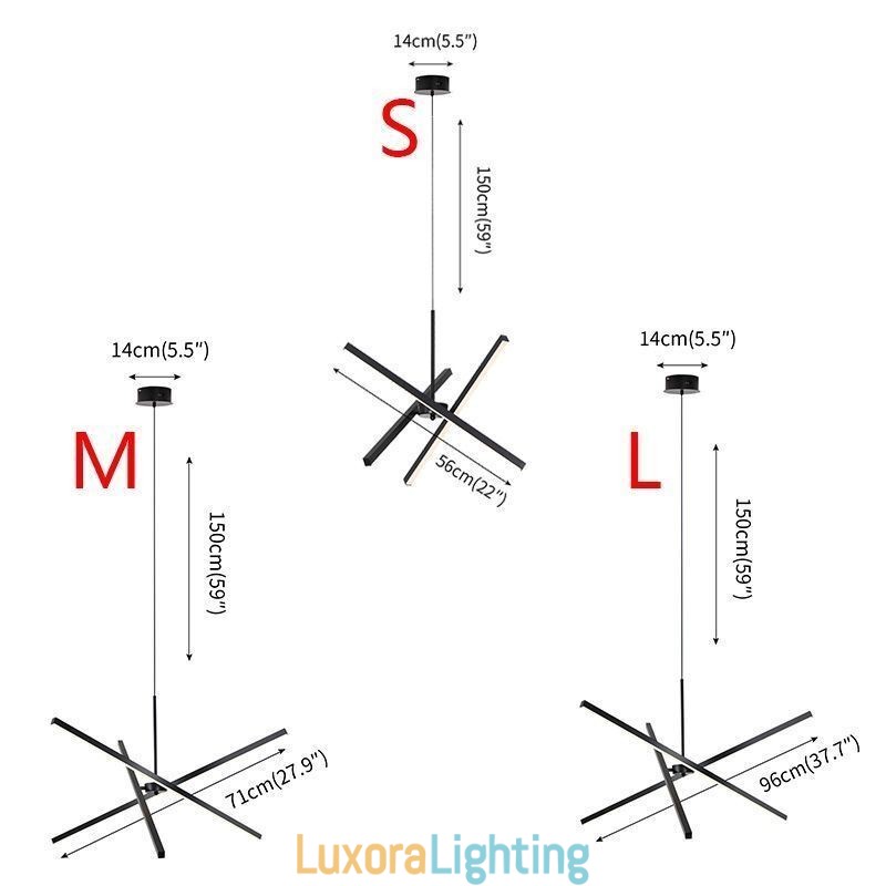 Designer Touch Decorative Modern Pendant Light Dimmable Black Strip Lamp