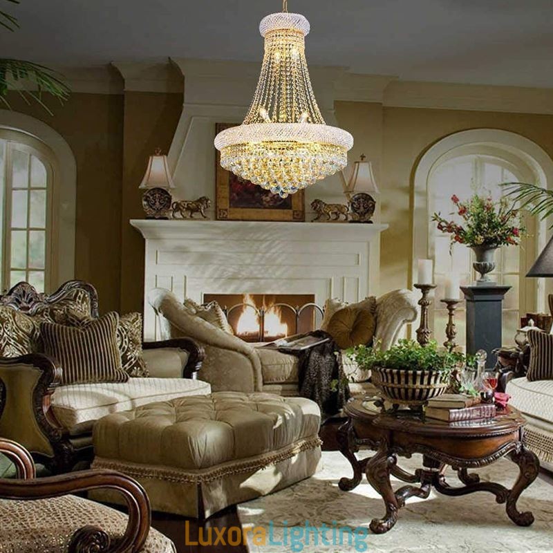 Designer Touch Decorative Crown Shaped Chandelier Luxurious Crystal Pendant Light