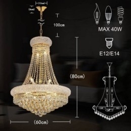 Designer Touch Decorative Crown Shaped Chandelier Luxurious Crystal Pendant Light