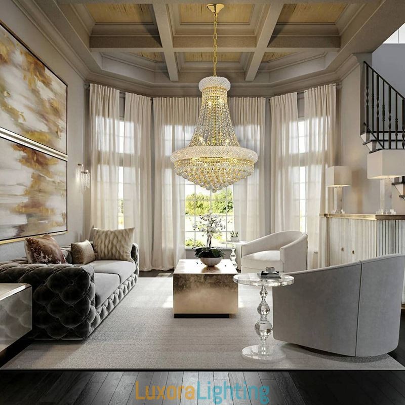 Designer Touch Decorative Crown Shaped Chandelier Luxurious Crystal Pendant Light