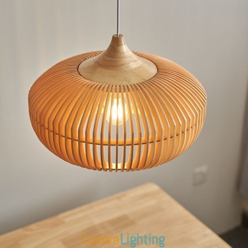 Designer Touch Decorative Wood Frame Pendant Light Pumpkin Shape Chandelier