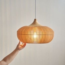 Designer Touch Decorative Wood Frame Pendant Light Pumpkin Shape Chandelier