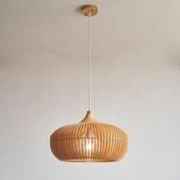 Designer Touch Decorative Wood Frame Pendant Light Pumpkin Shape Chandelier
