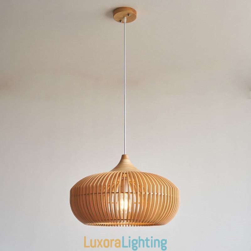 Designer Touch Decorative Wood Frame Pendant Light Pumpkin Shape Chandelier