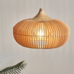 Designer Touch Decorative Wood Frame Pendant Light Pumpkin Shape Chandelier