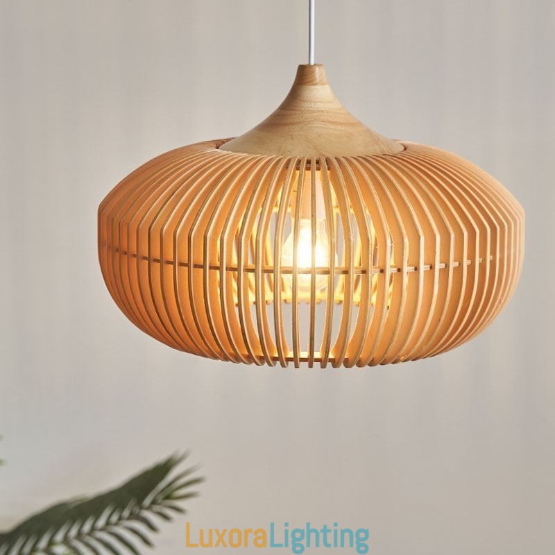 Designer Touch Decorative Wood Frame Pendant Light Pumpkin Shape Chandelier