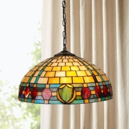 Designer Touch Decorative Stained Glass Pendant Light Vintage Hanging Lamp