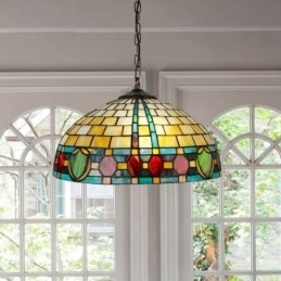 Designer Touch Decorative Stained Glass Pendant Light Vintage Hanging Lamp