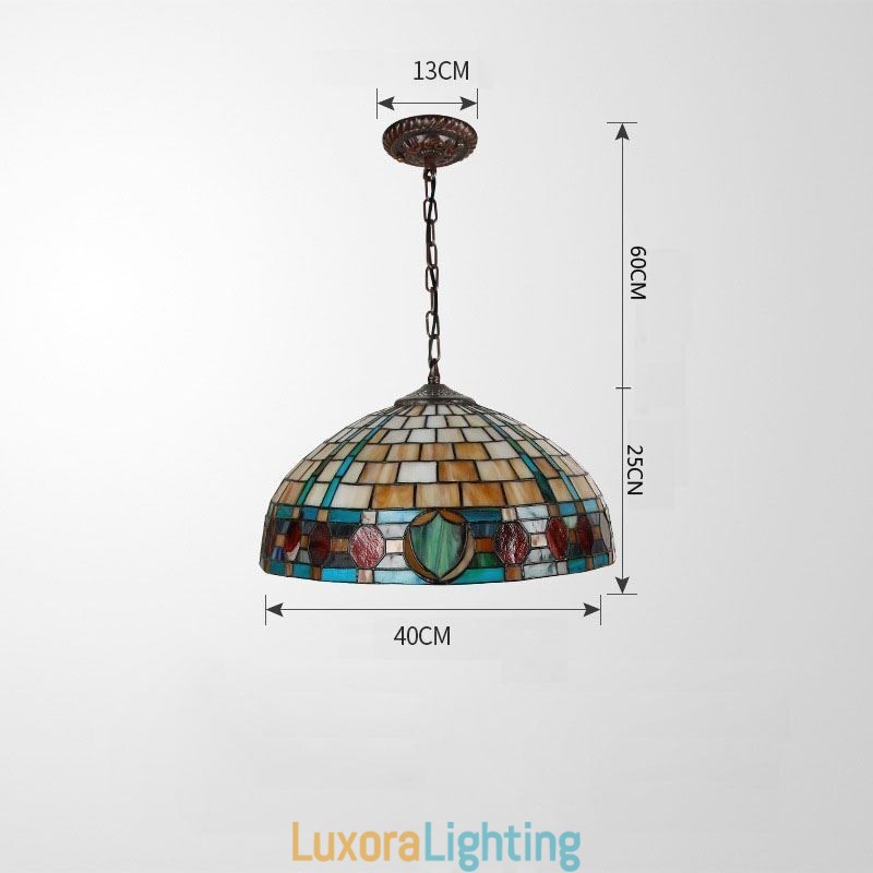 Designer Touch Decorative Stained Glass Pendant Light Vintage Hanging Lamp