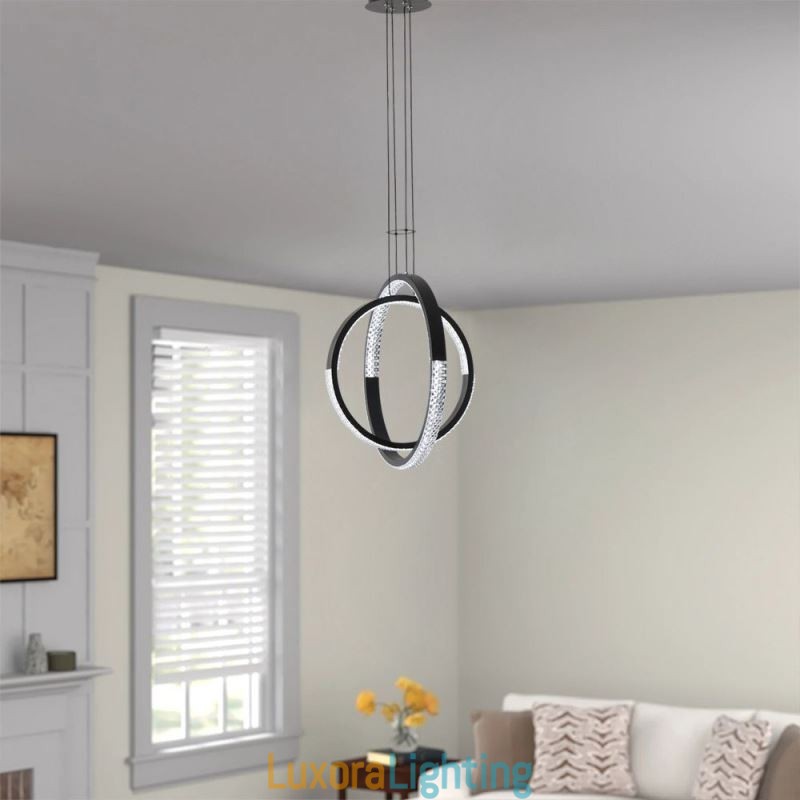 Designer Touch Decorative Modern Chandelier 2 Rings Pendant Lighting Dining