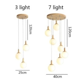 Designer Touch Decorative Japanese Wooden Pendant Light Nordic Glass Hanging Lamp