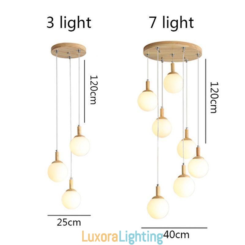 Designer Touch Decorative Japanese Wooden Pendant Light Nordic Glass Hanging Lamp