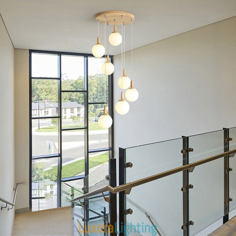 Designer Touch Decorative Japanese Wooden Pendant Light Nordic Glass Hanging Lamp