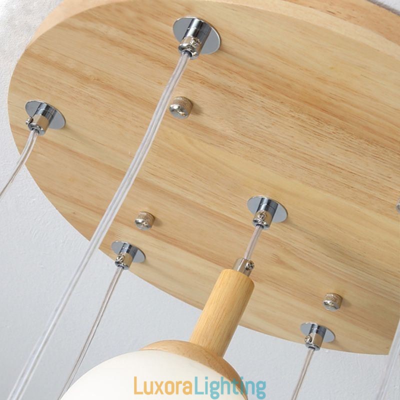 Designer Touch Decorative Japanese Wooden Pendant Light Nordic Glass Hanging Lamp