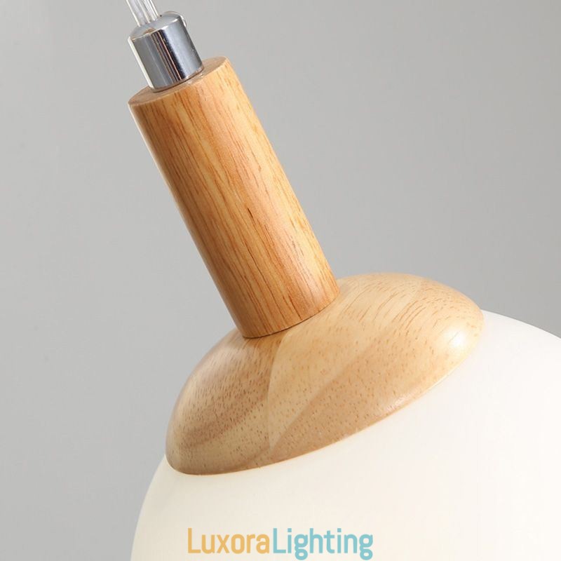 Designer Touch Decorative Japanese Wooden Pendant Light Nordic Glass Hanging Lamp