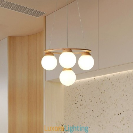 Designer Touch Decorative Japanese Wood Chandelier Molecule Pendant Light