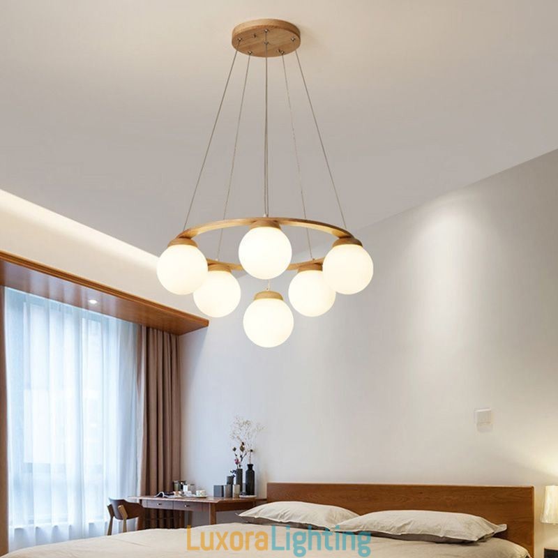 Designer Touch Decorative Japanese Wood Chandelier Molecule Pendant Light