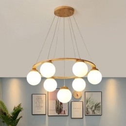 Designer Touch Decorative Japanese Wood Chandelier Molecule Pendant Light