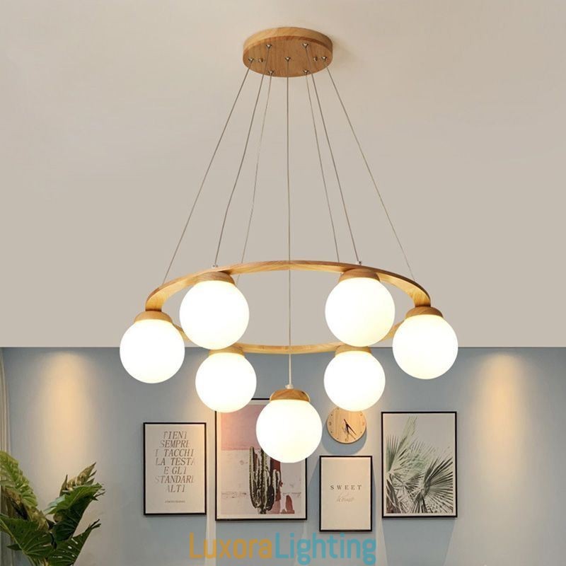 Designer Touch Decorative Japanese Wood Chandelier Molecule Pendant Light