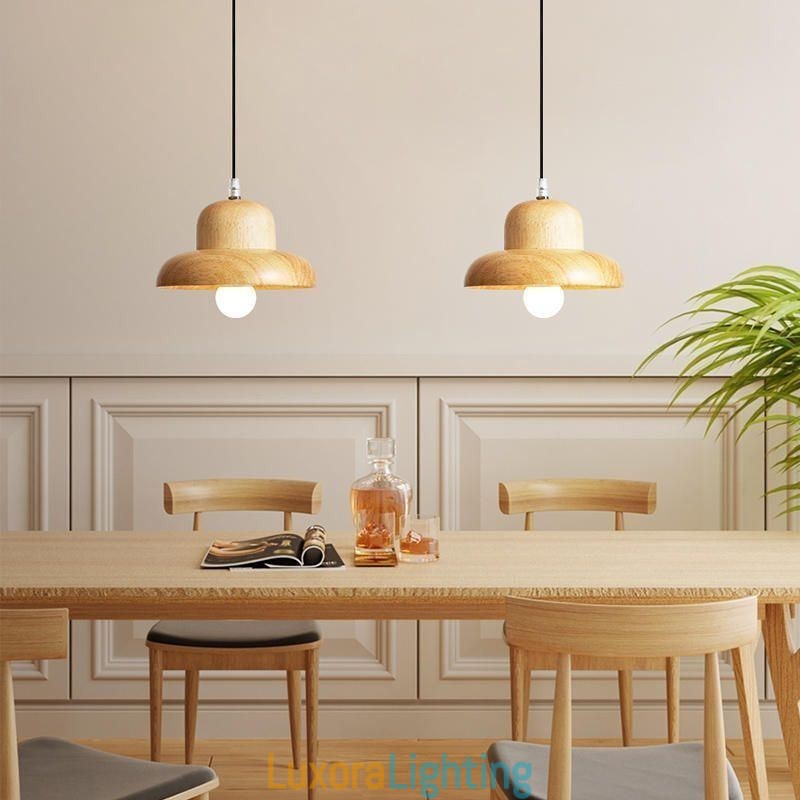 Designer Touch Decorative Japanese Wood Pendant Light Hat Hanging Light