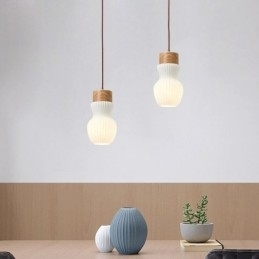 Designer Touch Decorative Japanese Wood Pendant Light Glass Kettle Hanging Light