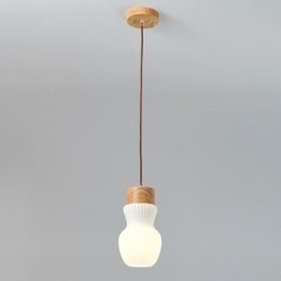 Designer Touch Decorative Japanese Wood Pendant Light Glass Kettle Hanging Light